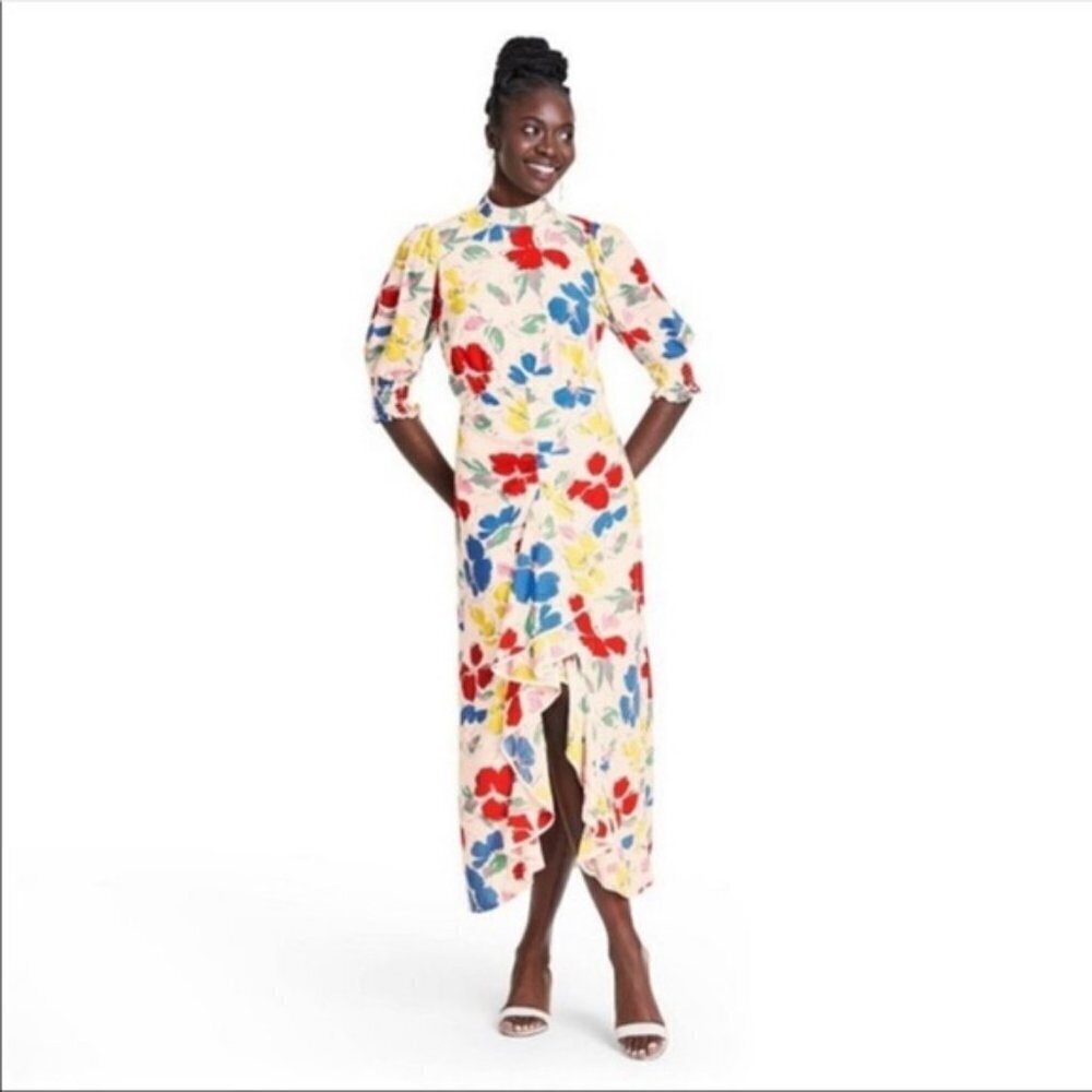 RIXO X Target Collab Mock Neck White Floral Dress Size 6 NWT - Picture 2 of 3